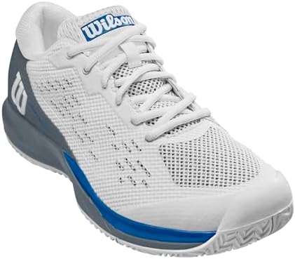 WILSON Men's Rush Pro Ace Pickler Sneaker, White/Grey/Classic Blue, 9 | Image 3