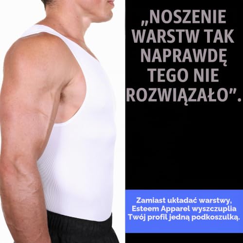 Esteem Apparel EliteSlim męska koszula kompresyjna, aby ukryć ginekomastię moobs brzuch brzuch wyszczuplająca bielizna modelująca