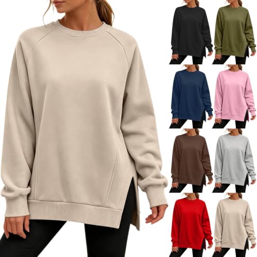 Over Sized Sweatshirt For Women Tunic Length Fall Outfits Long Sleeve Tops - image 1