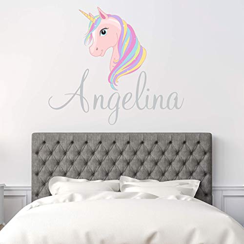 Custom Name Unicorn Nursery Wall Decal - Girls Personalized Name Unicorn Wall Sticker - Custom Name Sign - Custom Name Stencil Monogram - Girls Nursery Wall Decor