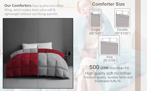 Image of Luxurious 500 GSM Winter Comforter Single Size (60 inchX90 inch) - Premium Collection Heavy Winter Quilted Comforter 500 GSM Microfiber Fill - Duvet /Blanket Single Size - Beige Color