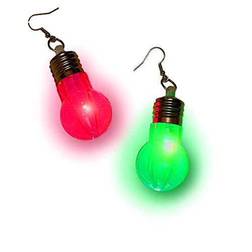 Light Earrings - Led Color Changing Ornament Earrings - Rainbow Light Up Light Bulb Glow Earrings - Polia 2023 - Christmas New Years Earrings #TOP1