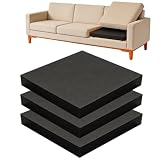 Black High Density Foam Couch Cushions (50.5x51x5cm) - 3 Pack Sofa Support Inserts for Sagging Couch Repair, Sagging Cushion Support, Extend Furniture Life.