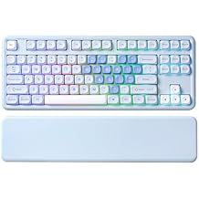 YUNZII B87 Wireless Mechanical Keyboard,QMK/VIA Programmable,TKL Layout 87 Keys,BT/2.4G/USB-C,Hot Swap Gasket Mount RGB Backlit Gaming with Wrist Rest for Win/Mac Blue Heart, Milk V2