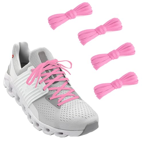 NDTEZUGT 2 Paare Schuhbänder für 5 Gym Schuhe, 6mm Dünne Schnürsenkel, Flache Shoe Laces Ersatz für Sportschuhe (Pink, 39/100cm)