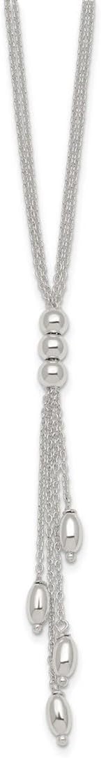 JewelryWeb 925 Sterling Silver Polished and Beaded 2 Strand Lariat With 1.25 Inch Extension Necklace 16.5 Inch 5mm Wide Strand Necklace for Women
