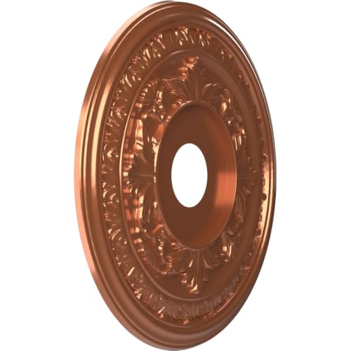 Image of Ekena Millwork CMP19BABCO Baltimore Thermoformed PVC Ceiling Medallion (Fits Canopies up to 7 3 /4 inch), 19 inchOD x 3 1 /2 inchID x 1 inchP, Bright Coat Copper