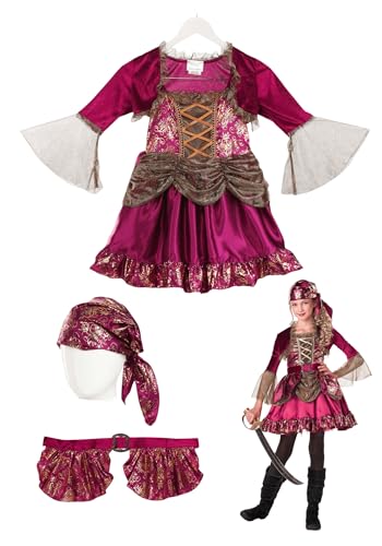 Disfraz de Pirata Niña con Vestido Satén y Accesorios