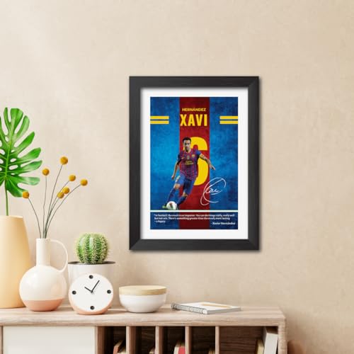 Image of TenorArts Xavi Hernandez Quotes Poster Frame Barcelona Laminated Photo Framed Painting with Matt Finish Black Textues (12 inches x 9inches)