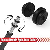 Vinyl Dumbbell Set Adjustable Free Weights 10KG Set Weight Lifting for Home Gym Fitness Training Workout Exercise Equipment Bodybuilding Weight Plates 2 x Barbells 4 x Spin-lock Collars & Barbell Link - Image 4