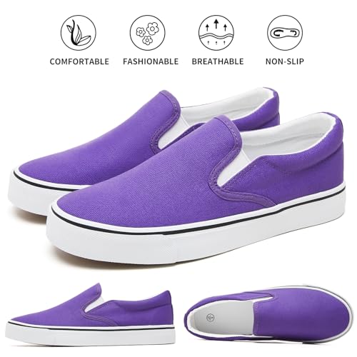 Image of Women's Canvas Slip On Sneakers Non Slip Loafers | low top non slip on walking breathable casual comfortable fashion tennis