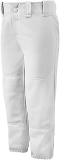 Mizuno Girls Youth Belted Low Rise Fastpitch Softball Pant, White, Youth Medium