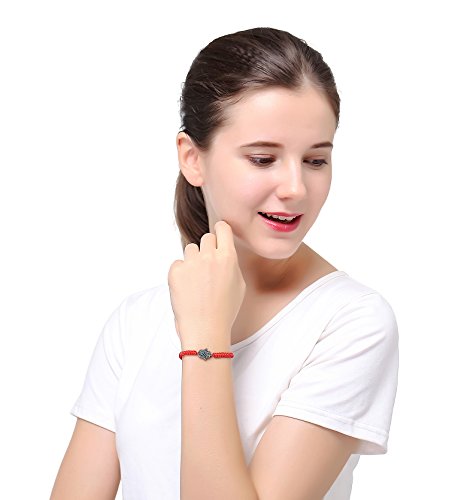 Loyallook 6Pcs Braided String Kabbalah Bracelets Rotating Evil Eye Hamsa Hand For Protection Bracelet Red/Black String #TOP5