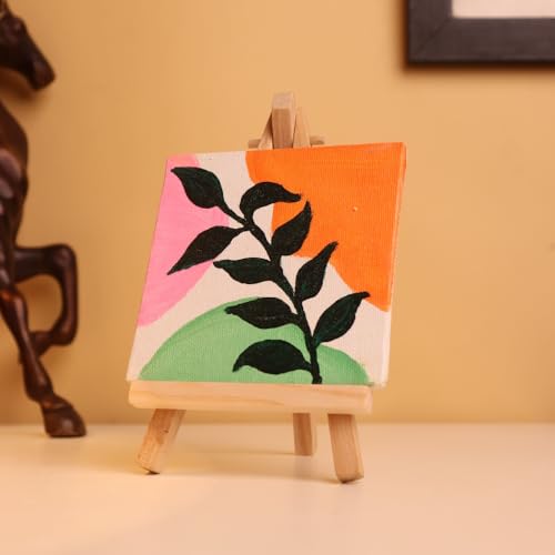 Indian Shelf Handmade Leaf Design Canvas Painting Multicolor Canvas Painting