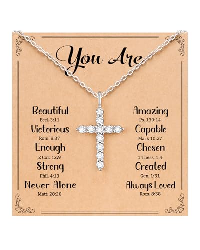 D Dongjiangjin Gift Cross Necklace Women Christening Gifts for Girls Religious Confirmation Christian Baptism Gifts for Girls Women Adults