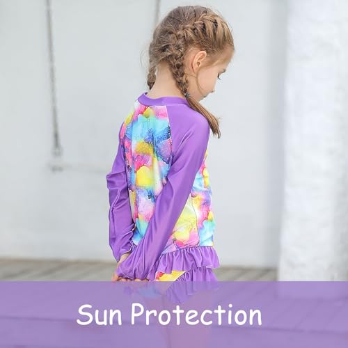 Image of BFUSTYLE Girls Swimsuit 3 Pieces Rash Guard Kids Long Sleeves Bathing Suit 3-8 Years Sun Proction Swimwear Tankini