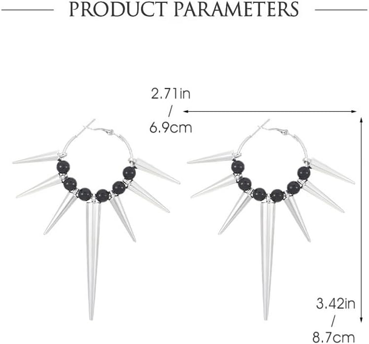 Gothic Punk Spike Dangle Earrings Vintage Goth Y2k Alt Black and Silver Spiked Sword Emo Grunge Cool Unique Hoop Earring Jewelry Accessories for Women image 5