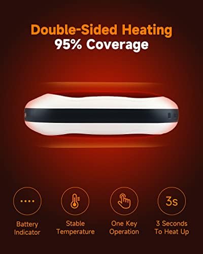 Hand Warmer, 10000mAh Rechargeable Hand Warmer Electric Power Bank, 2 Sides Heating Portable USB Hand Warmer, Pocket USB Hand Warmer, Great For Camping, Hiking And Men Women Gift