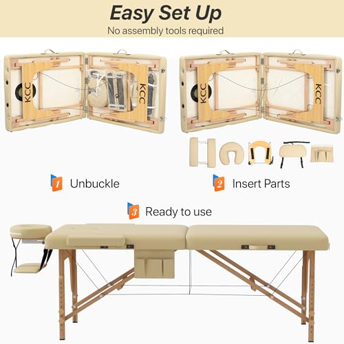 Image of KCC Memory Foam Massage Table Premium Portable Foldable Massage Bed,Beige