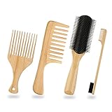 Peine multifunción: estos peines de madera no solo pueden evitar la electricidad estática en el cabello, sino que también pueden masajear el cuero cabelludo para promover la circulación sanguínea sin dañar el cuero cabelludo o el cabello; Evita que el cabello se anude y ayuda a reducir la rotura del cabello y las puntas abiertas.