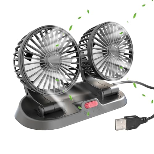 Ventilador eléctrico para la circulación del aire: ventilador doble para asiento trasero de coche | Ventilador de vehículo USB de doble cabeza | Vehículo con ventilador de tablero | Pequeño ventilador