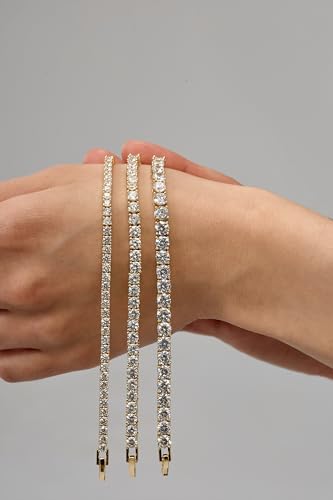 14K Gold Filled Tennis Bracelet for Women-3mm,4mm 5mm CZ Stone Classic Gold Bracelet for Women, Valentines, Mothers, Christmas Jewelry Gift for Women4