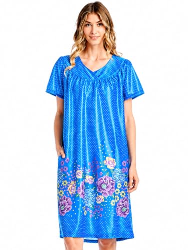 Casual Nights Mumu Lounge Dresses for Women, Hawaiian Muumuu Lounging Patio House Dress with Pockets