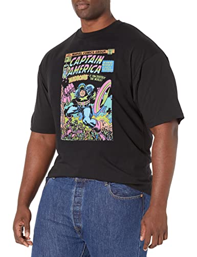 T-shirt Captain America homme manches courtes noir vêtement Marvel imprimé original