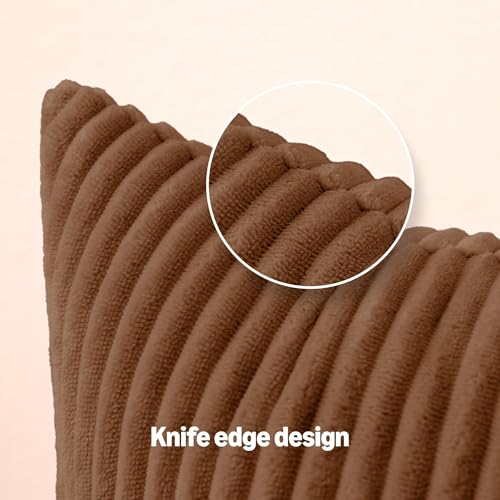 Amazon Basics Corduroy Throw Pillow Covers, 2-Pack, 18" x 18", Brown - image 4