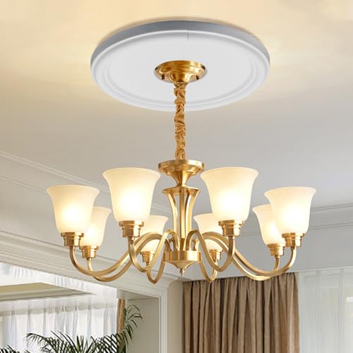 Image of Semetall PU Ceiling Medallion for Light Fixtures and Ceiling Fans,13 inch OD x 4 inch ID (2 Pack,White)