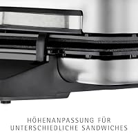WMF Lono Sandwich Maker, Sandwichtoaster für 2 Standard- oder XXL-Toasts, Sandwichmaker, 2-stufige Höhenanpassung für mehr Füllung, edelstahl matt – Ansicht 4