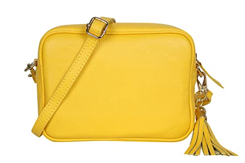 AmbraModa GLX8 - Bolso de mano para mujer (piel de vacuno granulada), amarillo, 21/16/8 cm Cover