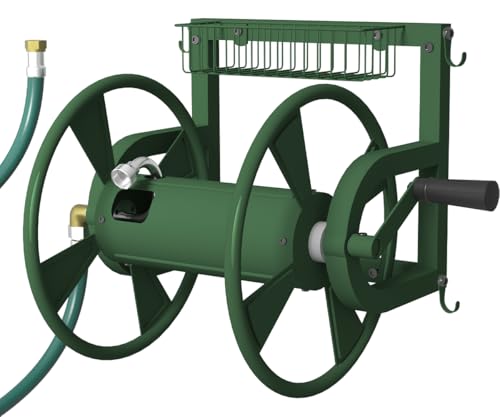 Artigarden Outdoor Wall Mounted Hose Reel with Hook, Garden Heavy-Duty