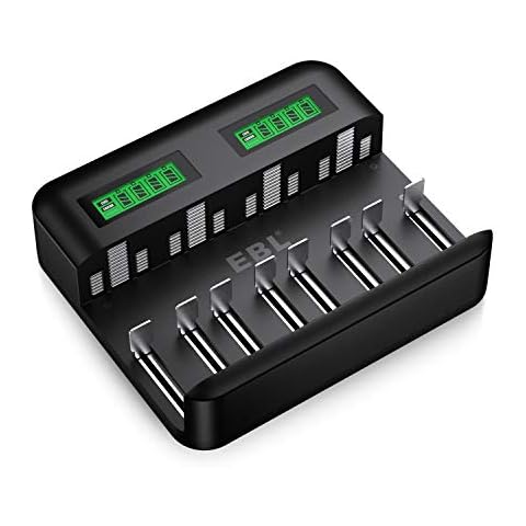EBL LCD Universal Battery Charger with 8 Bays Cover