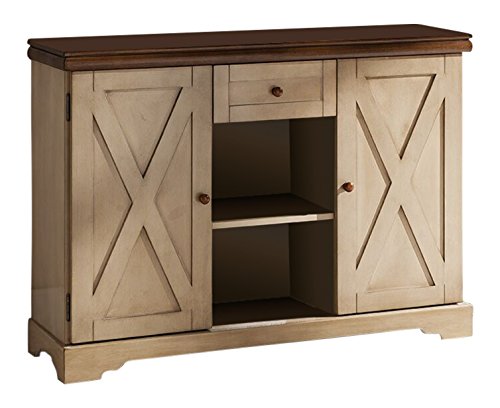 Kings Brand Furniture Console Table, Antique White/Walnut #TOP3