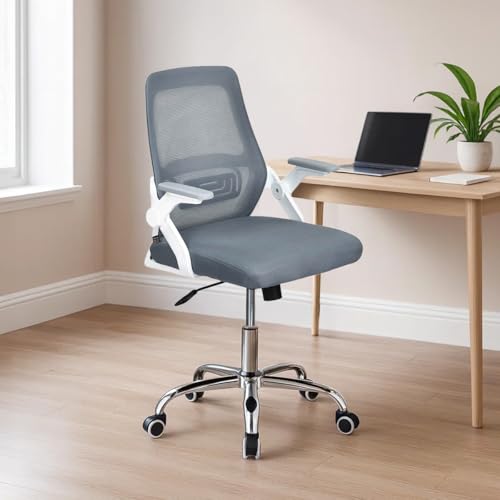 Nilkamal Vergo Mid Back Mesh Office Chair| Adjustable Height and Swing Arms | Chair for Home, Desk, Study | Grey