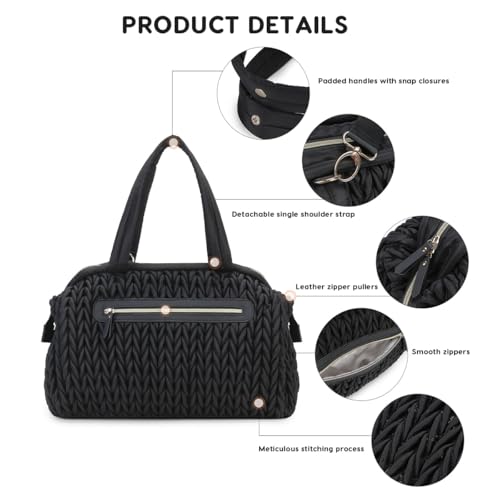 SONARIN Large Capacity Woven Diaper Bag Tote,Waterproof Travel Nappy Changing Bag Mummy Messenger Bags with Stroller Straps(Black) by SONARIN - Image 4