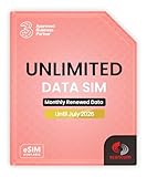 Three Unlimited Data SIM Card – for Portable WiFi, Routers & Phones – Preloaded Until July 2026 – Dual Network (Three & Vodafone) Stronger Coverage