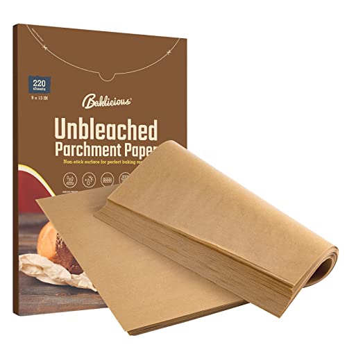 220 Pcs Unbleached Parchment Paper Baking Sheets, Baklicious Pre-Cut Heavy Duty Parchment Baking Paper For Air Fryer, Oven, Bakeware, Steaming, Cooking Bread, Cupcake, Cookies #TOP2
