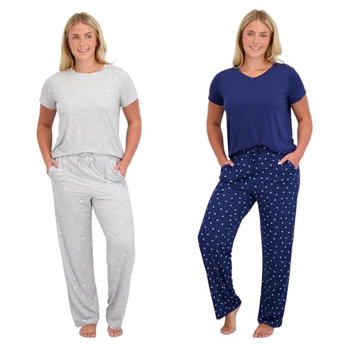Blush by Us Angels Women's 4-Piece Pajama Set Ivory & Sage