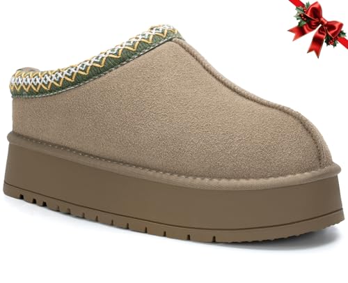 ZTDIXF Platform Slippers for Women Winter Snow Mini Boots Suede Warm Lined Shoes Short Ankle Anti-Slip Platform Boots Slip on Home Fuzzy Slippers for Indoor Outdoor