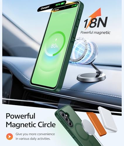 Image of FNTCASE for Galaxy A37 5G Phone Case: Samsung A36 5G Case [Compatible with Magsafe] Matte Translucent [Screen Protector] Military Grade Protection for Samsung A37 & A36 Cases - Green