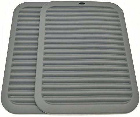 Smithcraft Silicone Trivets for Hot Dishes, Pots and Pans, Hot Pads for Kitchen, Heat Resistant Mat Quartz Countertops, Silicone Mats for Kitchen Counter, Table Pot Holders Trivet mat Set 2 Dark Grey