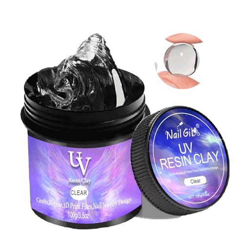 UV Curing Putty 100g, Upgrade UV Resin Solid Crystal Clear Transparent UV Epoxy Harz for DIY-Kunst, Schmuck, Reparaturen und mehr – UV-Harz klar