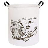 Sanjiaofen Large Sized Storage Baskets,Canvas Waterproof Storage Bin,Collapsible Organizer Baskets for Home,Office,Toy Bins,Laundry Hamper(Owl)