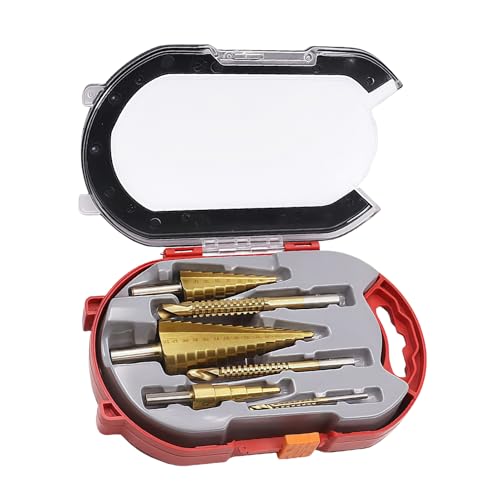Juego de brocas escalonadas – Broca de 78 mm para mayor durabilidad | Brocas de corte de cono de doble ranura de aleación de aluminio con diseño de diente, puntas aumentadas para