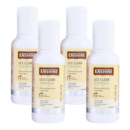 Image of Enshine Lice-Clear Shampoo | With Neem Oil, Tulsi & Sitaphal Oil | Effectively Removes Lice & Nits | Gentle Formula for Regular Use | Safe for Kids & Adults Pack of 4 (50ml each)