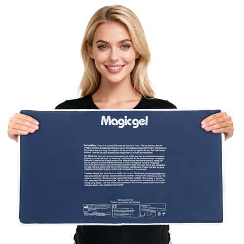 Magic Gel Extra Large Ice Pack for Back and Full Body - 59.7 cm x 38.1 cm (23.5 in x 15 in) - Use as Cold Compress for Relief - Ice Blanket for Sleeping - Reusable Ice Pad - Grey option