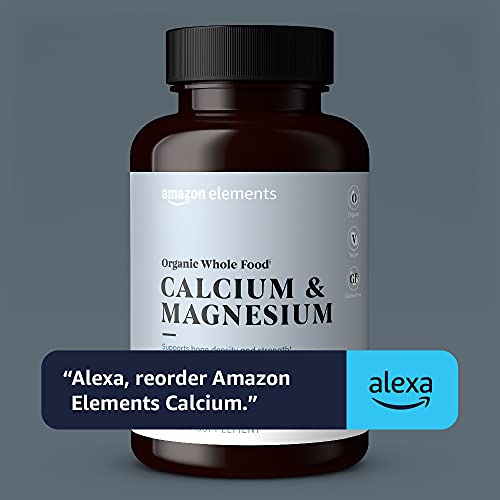 Amazon Elements - Organic Whole Food Calcium & Magnesium, Vegan, Gluten Free, 90 tablets