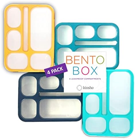 Lunch Box Bento Box | Lunch-Boxes for Kids Adults Boys or Girls with Compartments | Containers with Snack Dividers for Children for School | BPA Free Plastic | Navy Blue Set with Fork Spoon